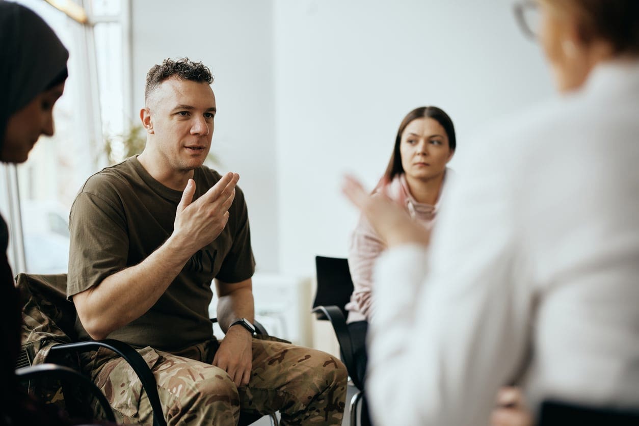 Military-informed therapy session at Williamsville Wellness veterans addiction treatment in Virginia